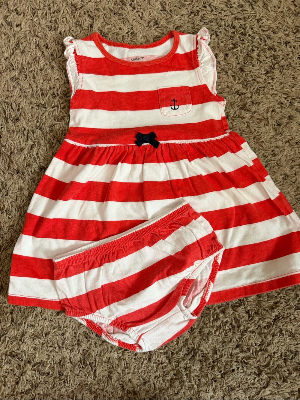 Carter's Red & White Striped Dress with Matching Bloomers